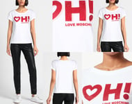 Moschino Love Blouse Heart Oh! Shirt T-shirt Boxy Fit Rhinestones Strass New M