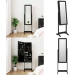 Armoire à bijoux miroir avec lumières led sur pied noir - armoire à bijoux avec miroir - armoires à bijoux avec miroir - Home & Living - Noir