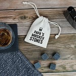 eBuyGB Papa's Whiskey Stones with Cotton Drawstring Bag & 4 Soapstone Reusable Ice Cubes Father's Day, Birthday Gift for Him, Dad