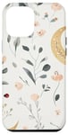 iPhone 12 Pro Max Whimsical Boho Watercolor Wildflowers Moon Insects Design Case