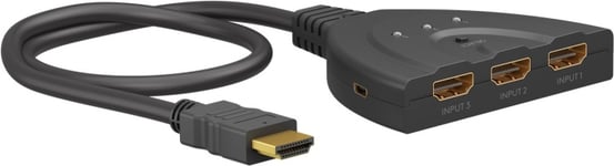 Goobay Manuell HDMI™-omkopplare 3 till 1 (4K @ 60 Hz) för att växla mellan 3x HDMI™-enheter som är anslutna till 1x HDMI™-skärm