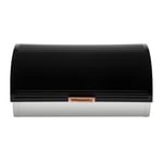 Linear Black and Rose Gold Roll Top Bread Bin Black