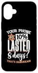 iPhone 16 Plus Hanukkah Phone At 10 Percent, Chanukah & Menorah Jewish Case