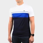 Lacoste Sport TH9561 T-Shirt in Blanc and Bleu Marine NEW