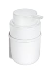 WENKO Distributeur de savon Turbo-Loc® Carpino, distributeur à pompe en plastique de haute qualité à fixer sans percer sur surface lisse, jusqu'à 250 ml de savon liquide, support mural en métal, blanc