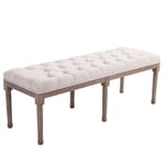 Vintage Beige Lounge Pall i Linne med Knappar