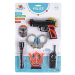 FLYPOP'S - Set de Police - Accessoires de Déguisement - 181308 - Noir - Plastique - Policier - Jouet Enfant - Carnaval - Costume - 25,5 cm x 38,5 cm - À Partir de 3 Ans