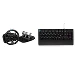 Logitech G G923 Racing Wheel and Pedals, TRUEFORCE up to 1000 Hz Force Feedback, Responsive Pedal & G213 Prodigy Gaming Keyboard, LIGHTSYNC RGB Backlit Keys, Spill-Resistant, Customizable Keys