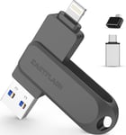 Cle USB 512 Go pour iPhone Apple MFI Certifié, Cle USB iphone Lightning Clé USB 512 go pour iPhone/iPad/Macbook avec MFI Lightning/USB 3.0/Type C/Micro-USB,Clés USB pour iOS/Android/PC-Noir