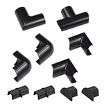 D-Line Mini Cable Trunking Clip-Over Accessory Multipack | Join Multiple Lengths of 30x15mm Mini Cable Cover | 10 Piece Electrical Trunking Accessory Multipack - Black (Black)