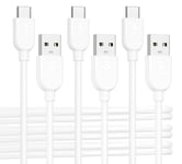 Cable Matters 3-Pack Extreme Flexible Long USB A to USB C Cable 1.8m in White, Support Apple CarPlay, Android Auto, USB to USB C Charging Cable for iPhone 15/15 Pro/15 Plus/15 Pro Max, Galaxy S23