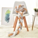 2M Tour de Lit Tresse Serpent Coussin Tour de Canapé Souple Tressé Pare-Choc pour Protection Les Nouveau-Nés Lit (Blanc + Gris + Kaki)