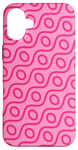 Coque pour iPhone 16 Plus Pink Red Wavy Diagonal Lines Ovals Circles Pattern