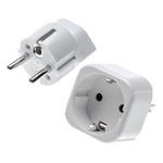 vhbw 2x Adaptateur voyage pour prise type J, SN 441011 (connecteur euro / connecteur suisse vers prise euro / prise suisse) - blanc, max. 250 V / 250