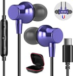 Écouteurs USB C pour iPhone 15 Pro Max,Magnétiques Type C Casque avec Microphone,Intra-Auriculaires USB C Écouteurs pour Galaxy A34 A54 5G Samsung A33 A53 S24 S23 Pixel 8 Pro 7a Mi Redmi Note 13 Pro+