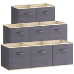 Lifewit Lot de 8 Cubes de Rangement Pliables, Paniers Rangement en Tissu, Caisses Rangement, Boites de Rangement avec Poignées, Organisateurs pour Vetements, Jouets, 33 x 38 x 33 cm, Gris