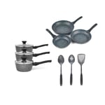 Salter Pan Set 9 PC Cookware Set Megastone Frying Pans Saucepans Utensils