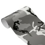 HK  Kamouflage Camo Vinyl Wrap Dekal Klistermärke Bubblor Gratis Bil Självhäftande Film Dekoration 100cmx30cm Typ 6 Black and White 50x200cm