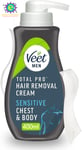 Veet Men Hair Removal Cream, 400Ml, Sensitive Skin, Hair Removal Cream for Men, 