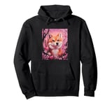 Dog Japanese Cherry Blossom Graphic for Valentines Day Pullover Hoodie