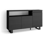 Buffet salon et cuisine, Meuble de Rangement, Commode, 150x87x35cm, 3 Portes, Design industriel, Style moderne, Noir - Skraut Home