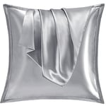 ielit Taie Oreiller Satin 60x60 Lot de 2,pour Cheveux,Similaire Aux Taie d Oreiller en Soie,Housse de Coussin 60x60,Taies d'oreillers certifié Oeko-Tex Gris