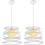 2X Suspension Luminaire En Métal Plafonnier Vintage Intérieur Rétro Lustre Pour Salon Salle à Manger Bar Balcon Blanc