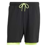 adidas Men's Club Tennis Climacool 2IN1 Shorts, Black/Lucid Lemon, S