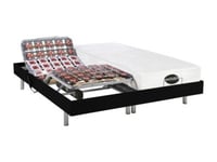 Lit électrique de relaxation tout plots + matelas mémoire de forme et bambou - 2 x 70 x 190 cm - Noir - LYSIS III de NATUREA