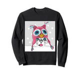 Adorable Owl Kitty Cat Taste of Snow Cute Winter Christmas Sweatshirt