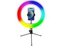 Ring Studio Lamp Powerton 10 ", Rgb Led, Low, Adjustable Color And Intensity Of Light, Phone Holder And Tripod