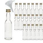 Mikken - Lot de 20 mini bouteilles en verre avec bouchon à visser 40 ml avec entonnoir.