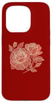 Coque pour iPhone 15 Pro Art floral rose botanique, style minimaliste