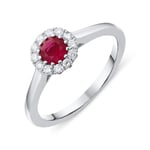 18ct White Gold 0.45ct Ruby Diamond Halo Ring