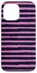 Coque pour iPhone 13 Pro Max Bleu marine rose rayé girly esthétique Preppy Stripe