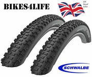 2 x 26 X 2.25 SCHWALBE RAPID ROB MOUNTAIN BIKE TYRES PLUS TYRE LEVERS