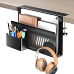 Litwaro Organiseur de Rangement latéral de Bureau, Support pour Ordinateur Portable à Clipser sur étagère de Bureau, sans perçage, Support de Bureau pour Ordinateur Portable avec Porte-Stylo