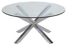 AC Design Furniture Heather Table Ronde en Verre Clair et Métal Chrome, H : 40 x L : 82 x P : 82 cm, 1 pce