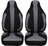 Housses de siège sur Mesure pour sièges Auto compatibles avec Ford Transit 7 2014 conducteur et Passager FB : PL401 (Noir/Gris)