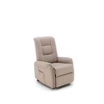 Fauteuil relax à 1 moteur avec tissu type Mozart, structure en bois massif et mécanisme en métal, couleur taupe, 90cm x 75cm x 107cm