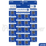 30 x everActive AG10 LR54 Alkaline batteries LR1130 189 389 1.5V GREAT VALUE