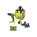 Pack RYOBI - Perceuse Visseuse R18DD2-220S - 18V One Plus - 2 batteries 2,0Ah - 1 chargeur - Coffret antichocs 31 accessoires de vissage RAK31MSD