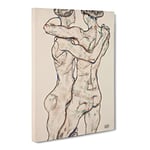 Naked Girls Embracing By Egon Schiele Classic Painting Canvas Wall Art Print Ready to Hang, Framed Picture for Living Room Bedroom Home Office Décor, 24x16 Inch (60x40 cm)