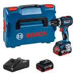 Perceuse-visseuse à percussion 18V GSB 18V-90 C + 2 batteries GBA 4Ah + chargeur en coffret L-BOXX - BOSCH - 06019K6103