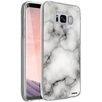 Evetane - Coque Silicone Compatible Samsung Galaxy S8 - Protection Intégrale 360, Fine et Transparente - Coque Avant & Arrière - Haute Résistance - Marbre Blanc