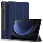 Samsung Galaxy Tab S9 FE Plus Tri-fold stativ Etui - Mørkeblå