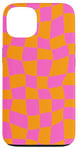 Coque pour iPhone 13 Grand damier classique à carreaux orange et rose