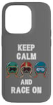 Coque pour iPhone 14 Pro Casques rétro vintage, Go Kart Car Racing, Keep Calm & Race On