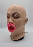 LATEX FEMALE MASK CROSS DRESS TRANSGENDER RUBBER DOLL LIPS MOUTH TOY WOMAN LADY