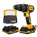 Perceuse Visseuse Brushless 20V + 2 Batteries Lithium 4Ah + Coffret 32 Embouts + Chargeur et Mallette VITO